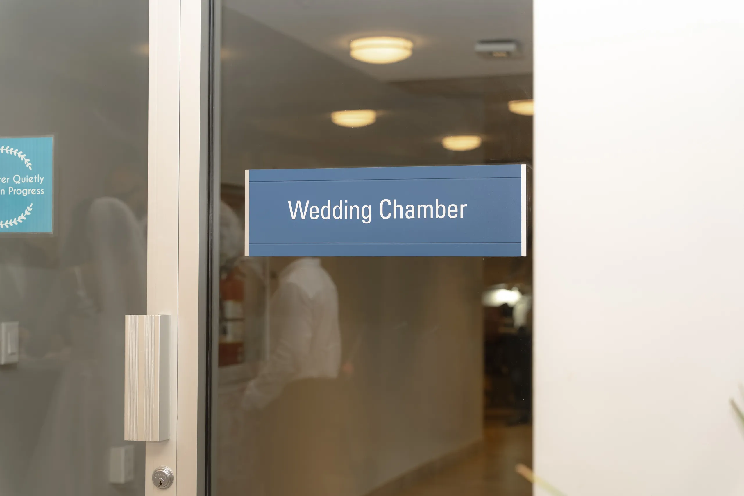 Wedding Chamber sign outside the marriage room at Toronto City Hall, by AD Photography