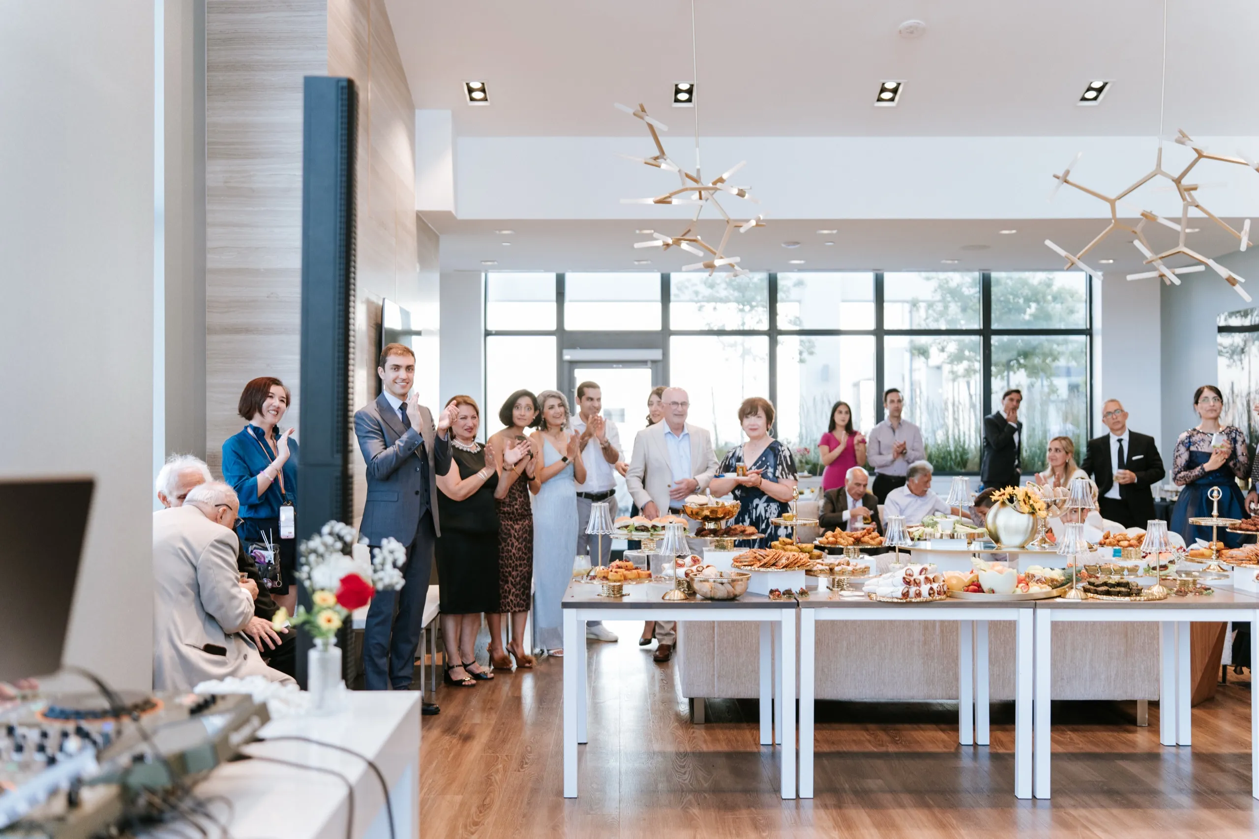 The whole room stands and applauds during the anniversary speeches at this private venue north of Toronto, by AD Photography
